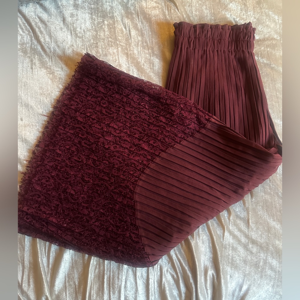 Pleated Lace Trim Gauchos